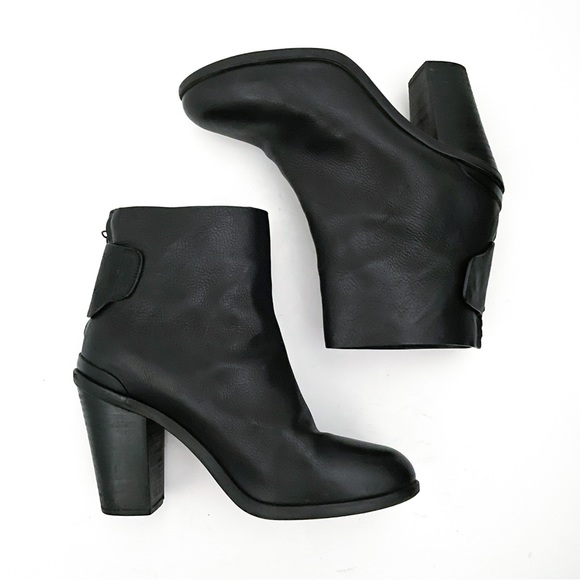 Rag & Bone Harrow Back Zip Black Leather Ankle Boots - Picture 6 of 10